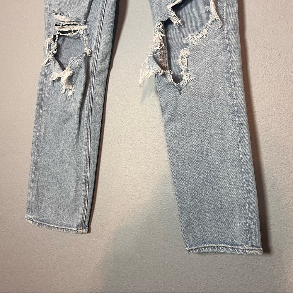 American Eagle Super High Rise Ankle Straight Jeans Women’s Size 00 Distressed - Picture 5 of 12